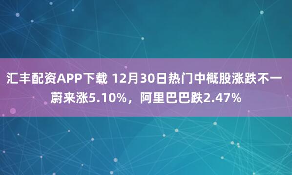 汇丰配资APP下载 12月30日热门中概股涨跌不一 蔚来涨5.10%,阿里巴巴跌2.47%